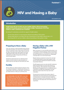 Screenshot of 'HIV and having a baby' factsheet.